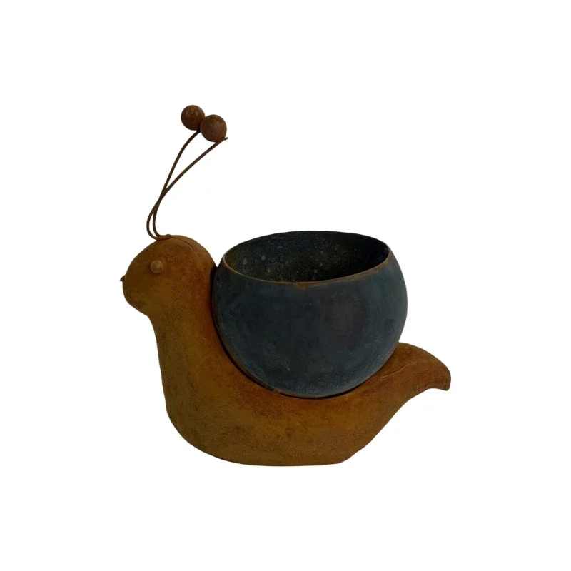 Animal Planter Pot Flowerpot Shell Iron Plant Pot with Drainage Hole, Aged Finish Display Piece for Indoor Outdoor Y5GB