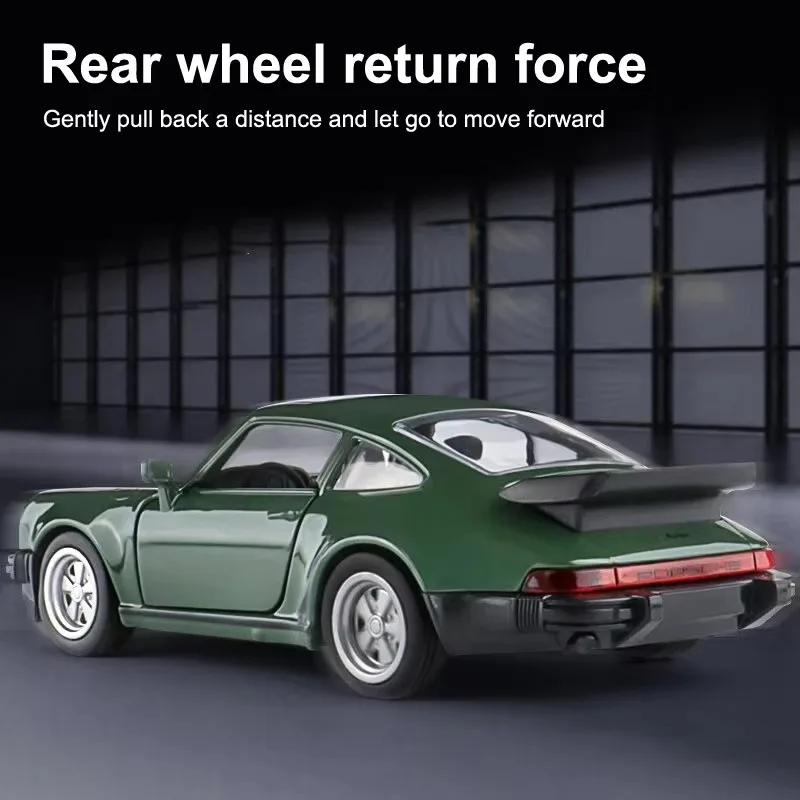 Modelo de coche de juguete Porsche 911 Turbo a escala 1/36, aleación fundida a presión, carreras Retro con escala extraíble, modelo ornamental, regalo para niño