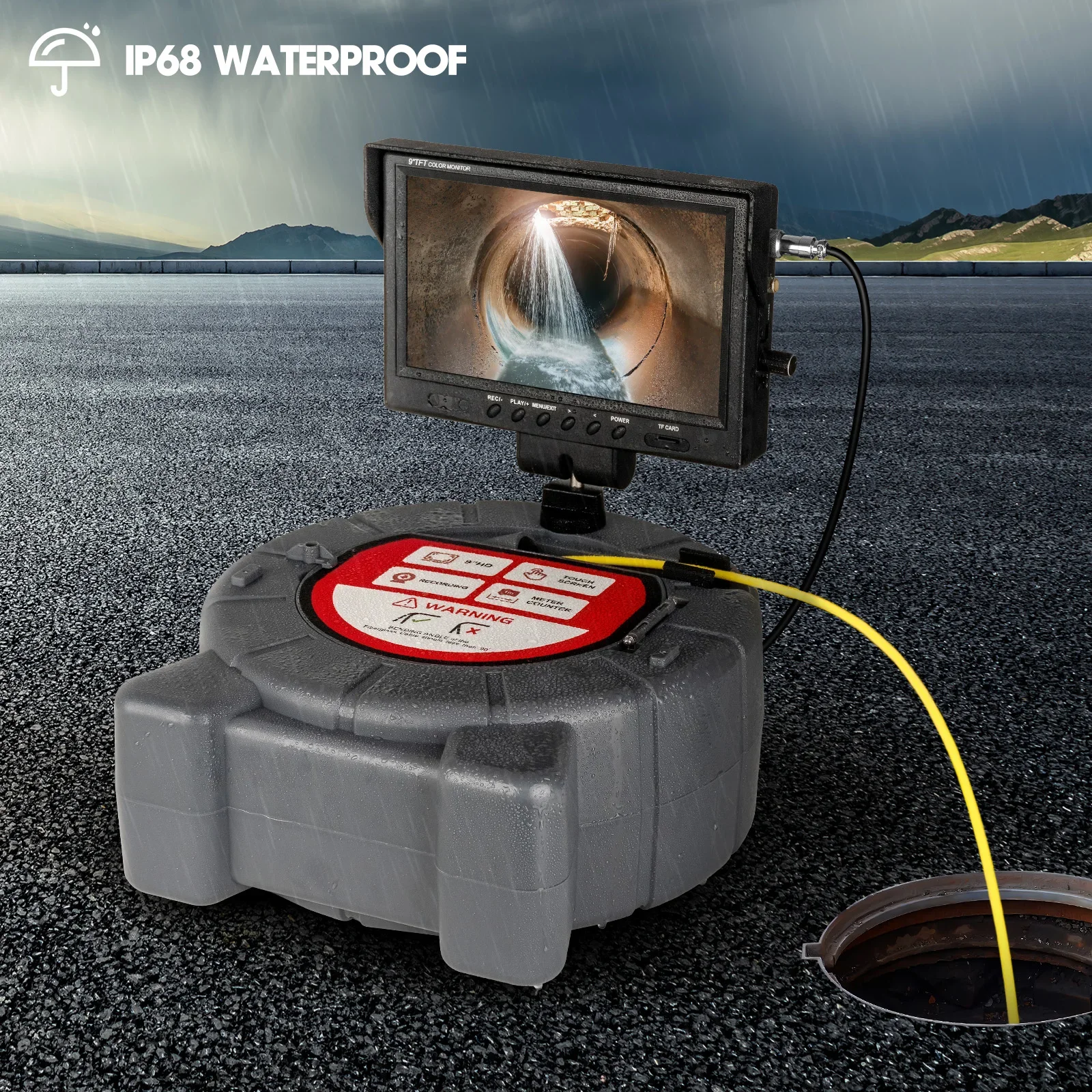 Pipe Inspection Camera 9inch HD1080P Touch Screen 512HZ Sonde Location+Self Leveling Drain Sewer Endoscope 8GB DVR Video Recordi