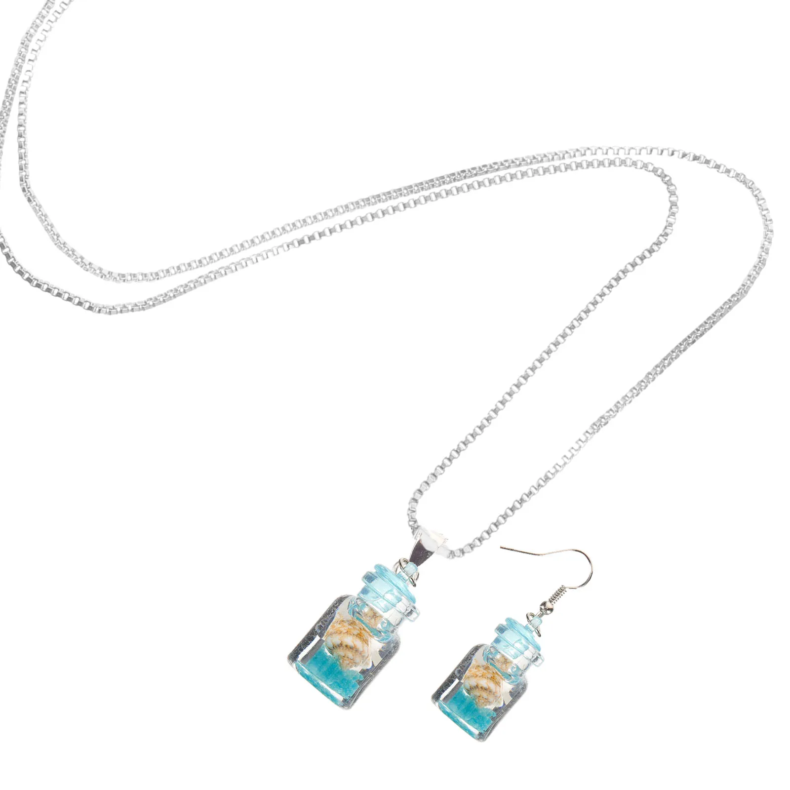 

1 Set Glow In The Dark Wish Earring Necklace Small Wishing Pendant Women Jewelry Decor Drift Bottle Hanging Earrings Diy Wish