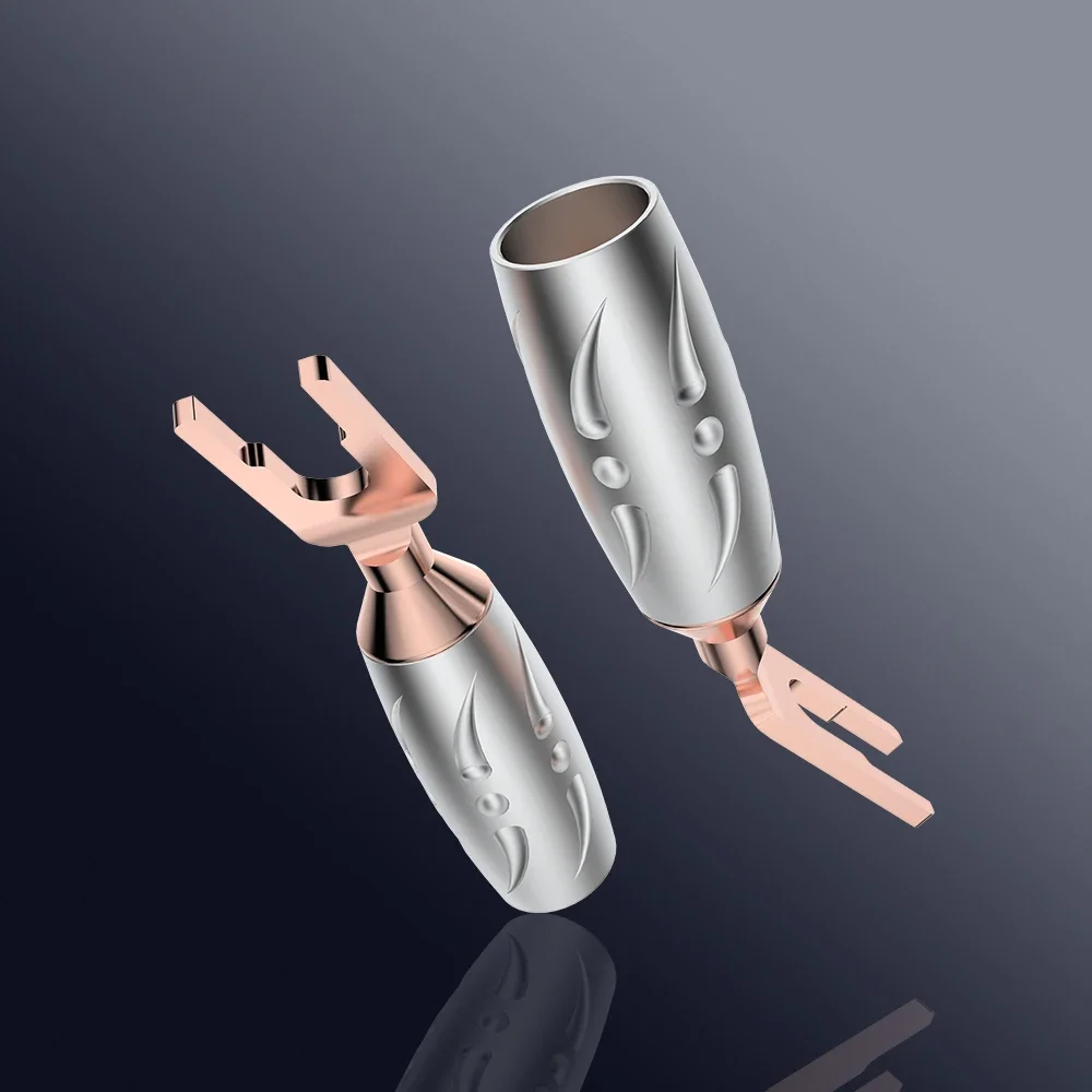 

4PCS Viborg VS701 Pure Copper Spade Speaker Terminal Cable Plug Y-Plug High-End Audio Connectivity