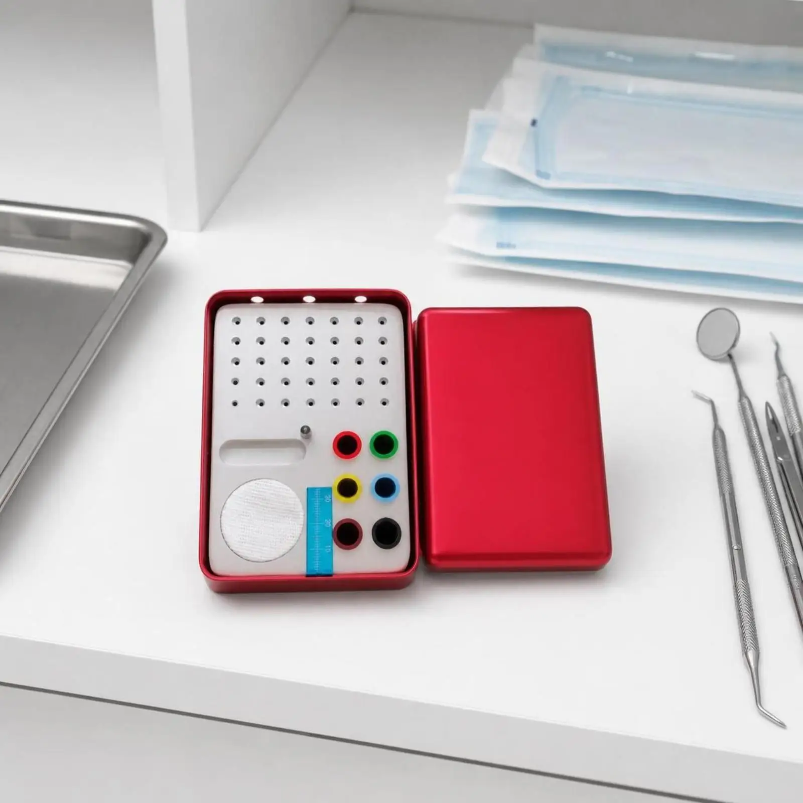 35 Hole Dental Bur Organizer Sterilization Case Aluminum Alloy for Steam Autoclave 134C High Temperature Dental Instrument