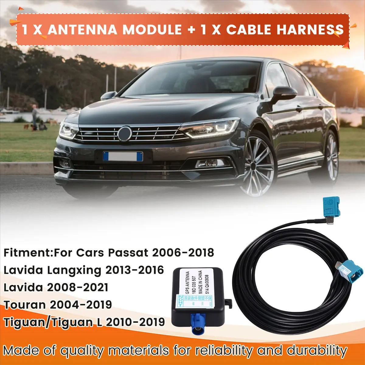 Super Sale 18D035507 GPS Antenna Module Cable Harness RNS510 New SAT NAV GPS Antenna for VW Tiguan PASSAT B7 18D 035 507