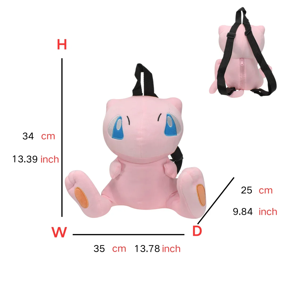 Pokemon Plüsch Rucksack Gengar Mimikyu Eevee Snorlax Charmander Charizard Mew Rowlet Stofftiere Umhängetasche für Kinder Geschenke