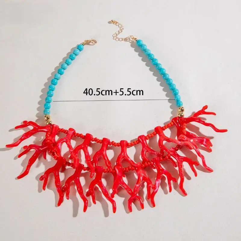 جديد بسيط الأحمر حبة سلسلة الخوخ القلب قلادة قلادة متعدد الطبقات حبة المختنق للنساء مجوهرات اكسسوارات الحفلات
