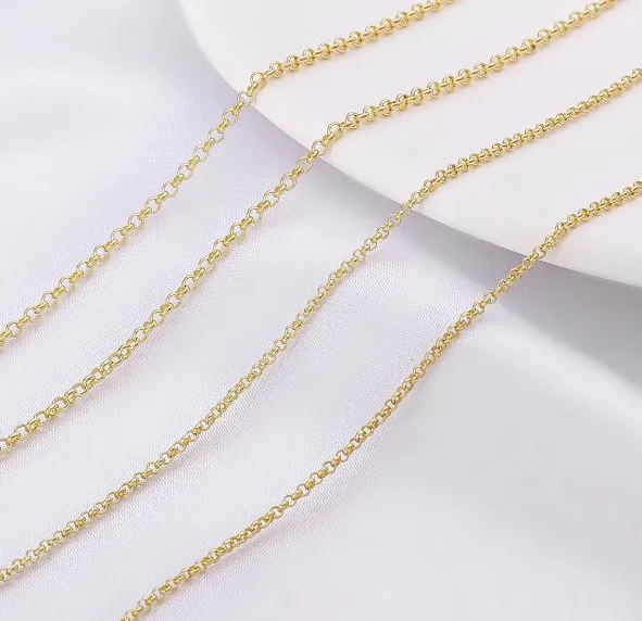 1 meter 14K Gold Wrapped Fine Chain Flattening Extension O-shaped  Ending  DIY Necklace Bracelet Material Accessories