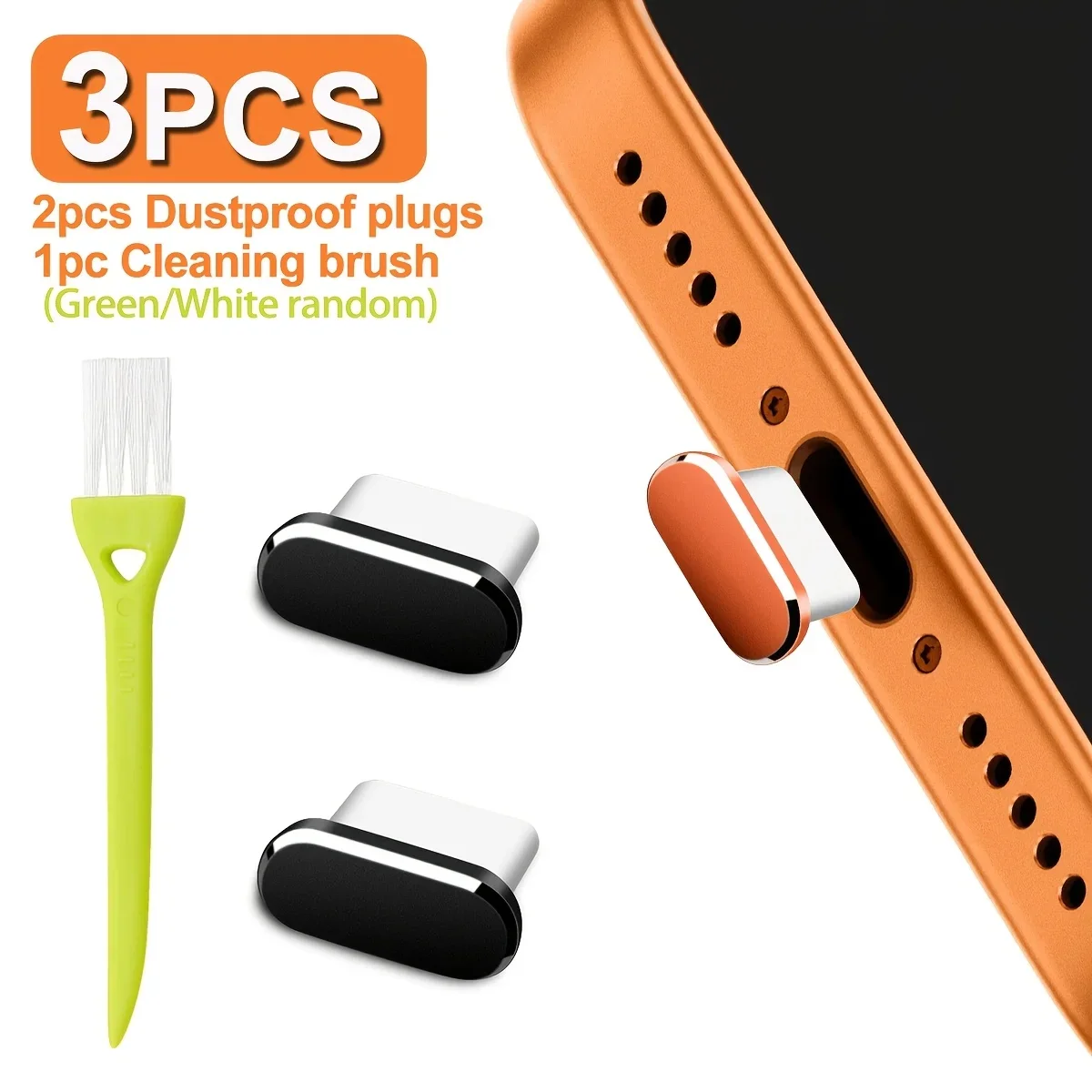 

Type-C dust plugs, with 1 cleaning brush | Metal Type C/Lightning charging port cover, dustproof USB-C plug cover.