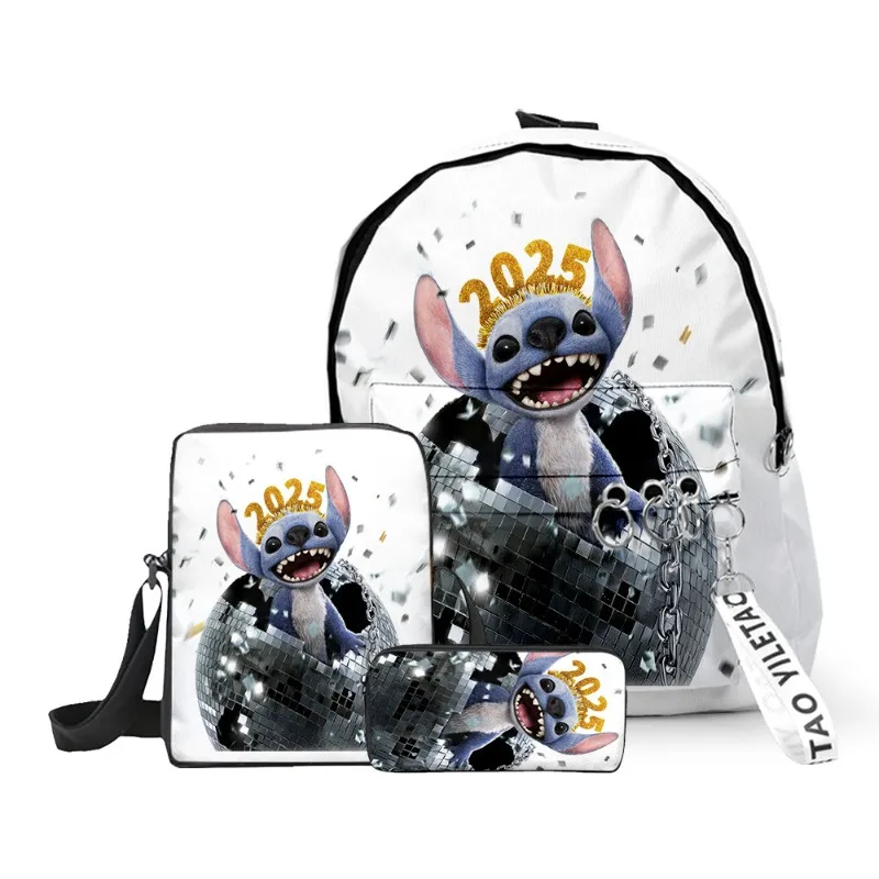 

3Pcs/set Stitch Creative Cute Primary Secondary School Students Schoolbag Backpack Pencil Case Shoulder Bag Daily Necessities