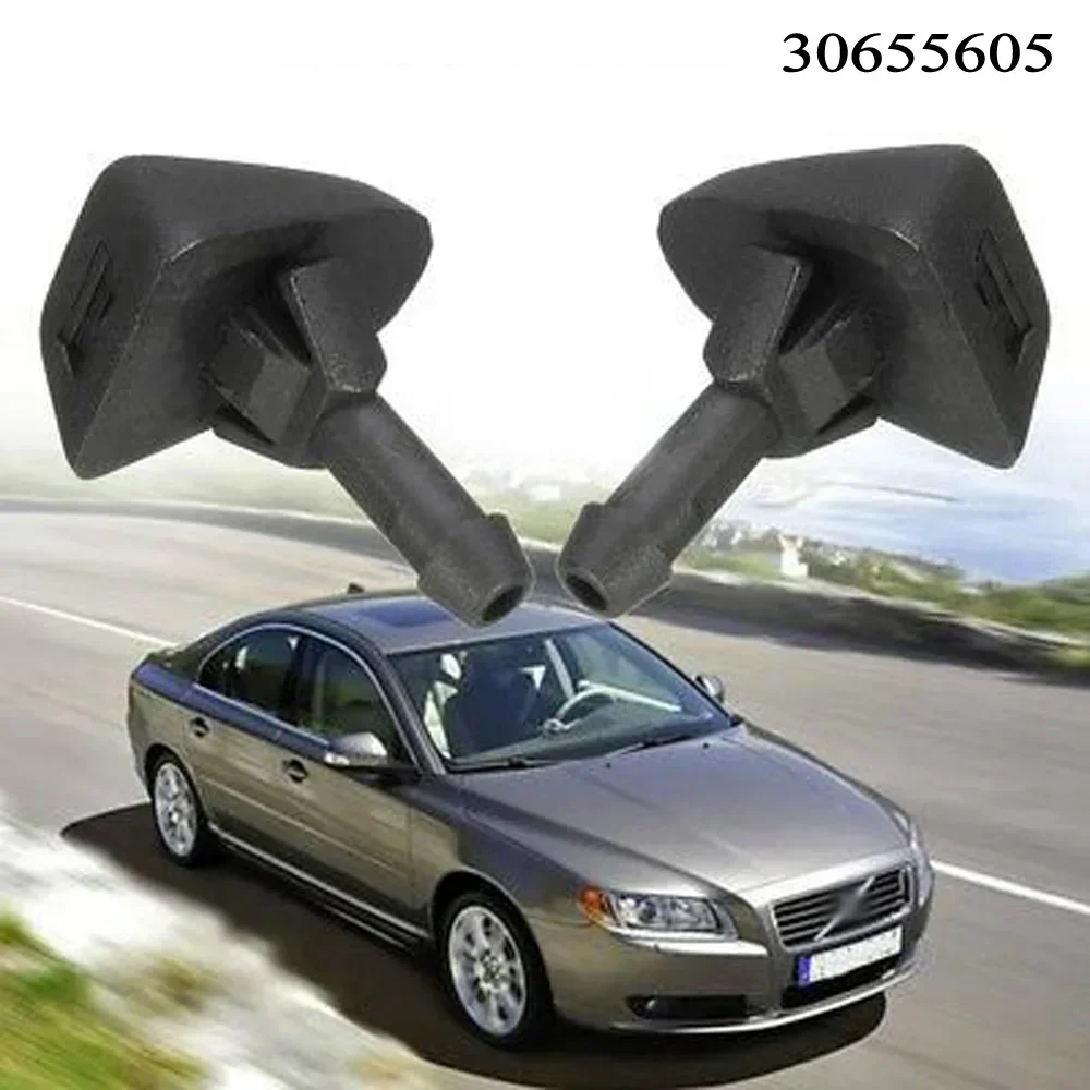

2pcs car Windshield Washer Nozzles For Volvo S80 C70 XC90 Washer Nozzles 30655605 Black Replacement Parts Exterior Windshield