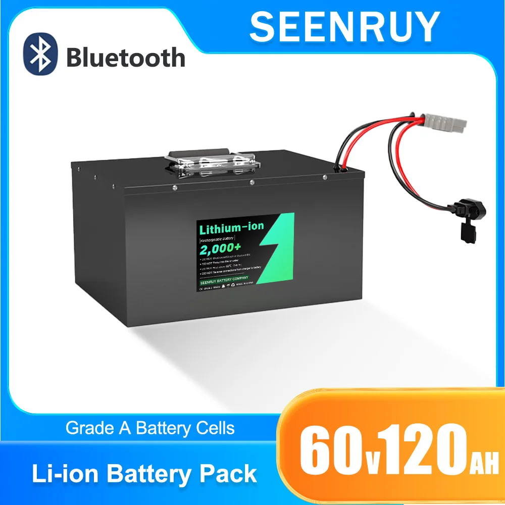 

SEENRUY 60 В 120 Ач литий-полимерный аккумулятор большой емкости для трехколесного велосипеда, мотоцикла, скутера, электронного велосипеда - литий-ионный источник питания 100 А 150 А
