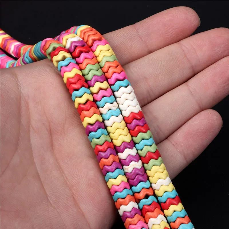Colorful Turquoises Stone Beads Wave Shape Loose Spacer Bead For  Beadwork DIY Bracelet Earrings Accessories Bohemia Jewelry 15