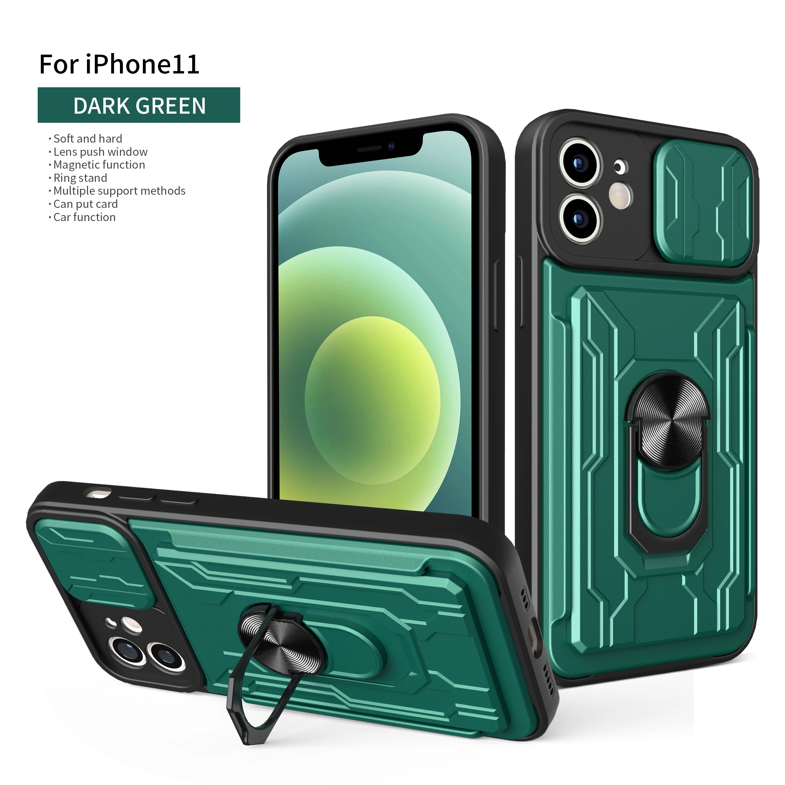

Для iPhone 7 8 Plus XR X XS Max 11 Pro Max Автомобильное кольцо, магнитный держатель для карт, защитный чехол для телефона