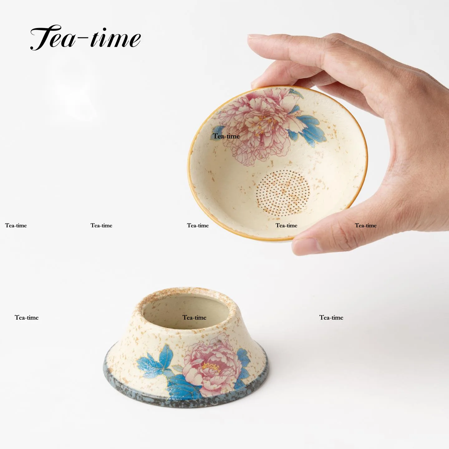 Hand-Painted Red Peony Tea Infuser Ceramic Tea Filter  Chinese Tea Sieve Tea Accessories Tool Strainer Infusers Puer Mate Teapot