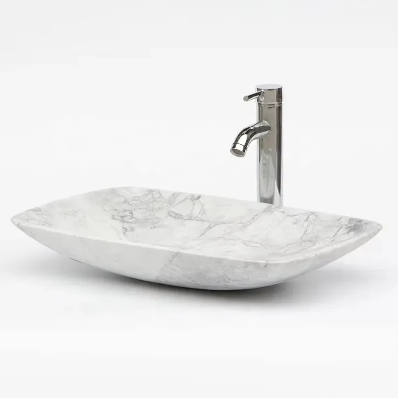 Modern Grey Marble Wash Basin Small Corner Bathroom Surface Stone Counter with Drain for Apartment