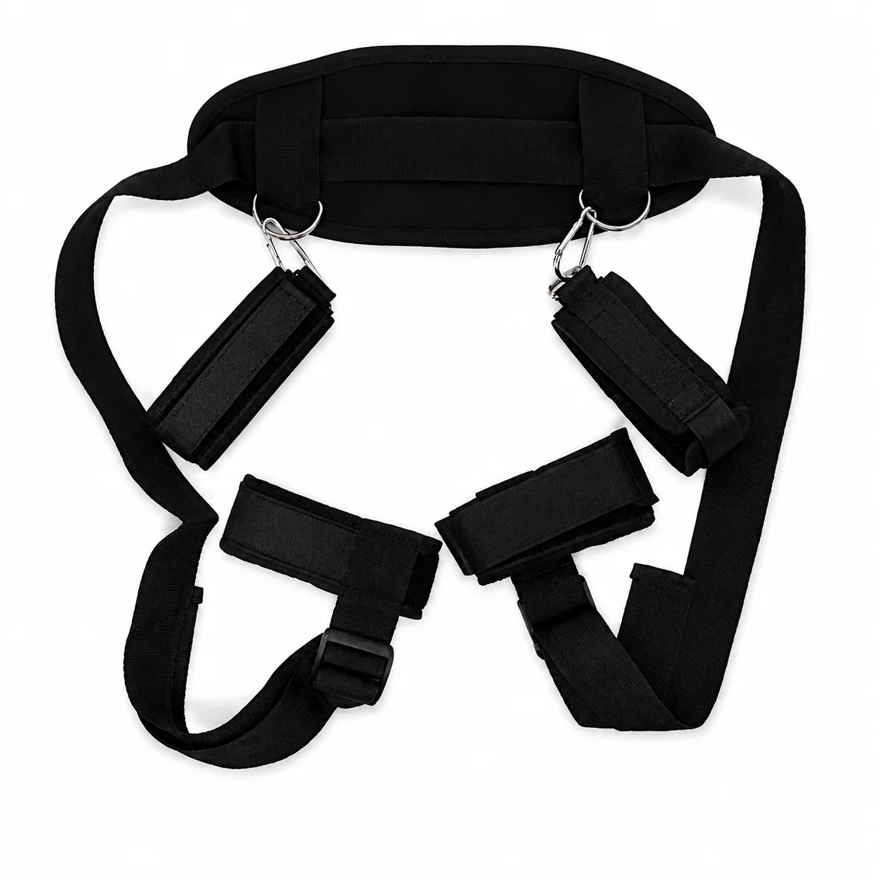 Adjustable Padded Wrist and Ankle Restraint Straps Set, Heavy Duty Nylon Bed Bondage Cuffs with Metal D-Rings, Secure Buckles for Couples Intimacy