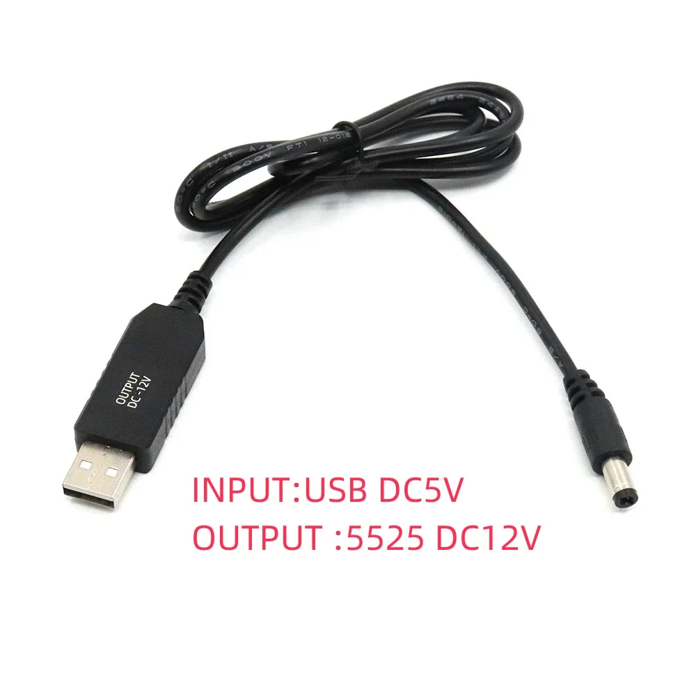 

USB input 5V output 12V boost cable DC 5.5x2.5mm Male Head For WiFi Router LED Strip Light Radiator And More 12V Devices