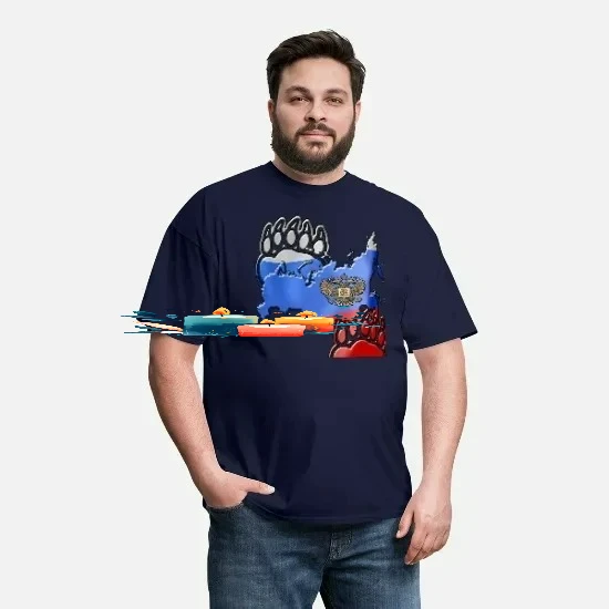 Russia Stylish Bear's Paw Country Colors Map Soviet CCCP Patriotism T-Shirt 100% Cotton O-Neck Short Sleeve Casual Mens T-shirt