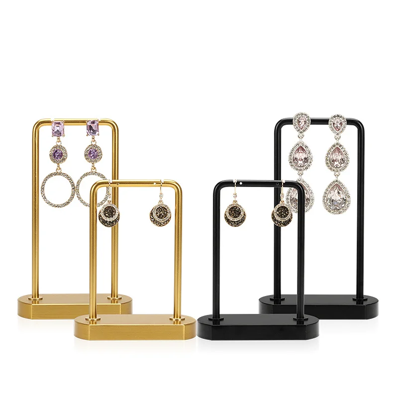Gold Black Color Metal Jewelry Display Stand Cool Funny Makeup Desk Organizer Earring Holder Ear Stud Rack Necklace Storage