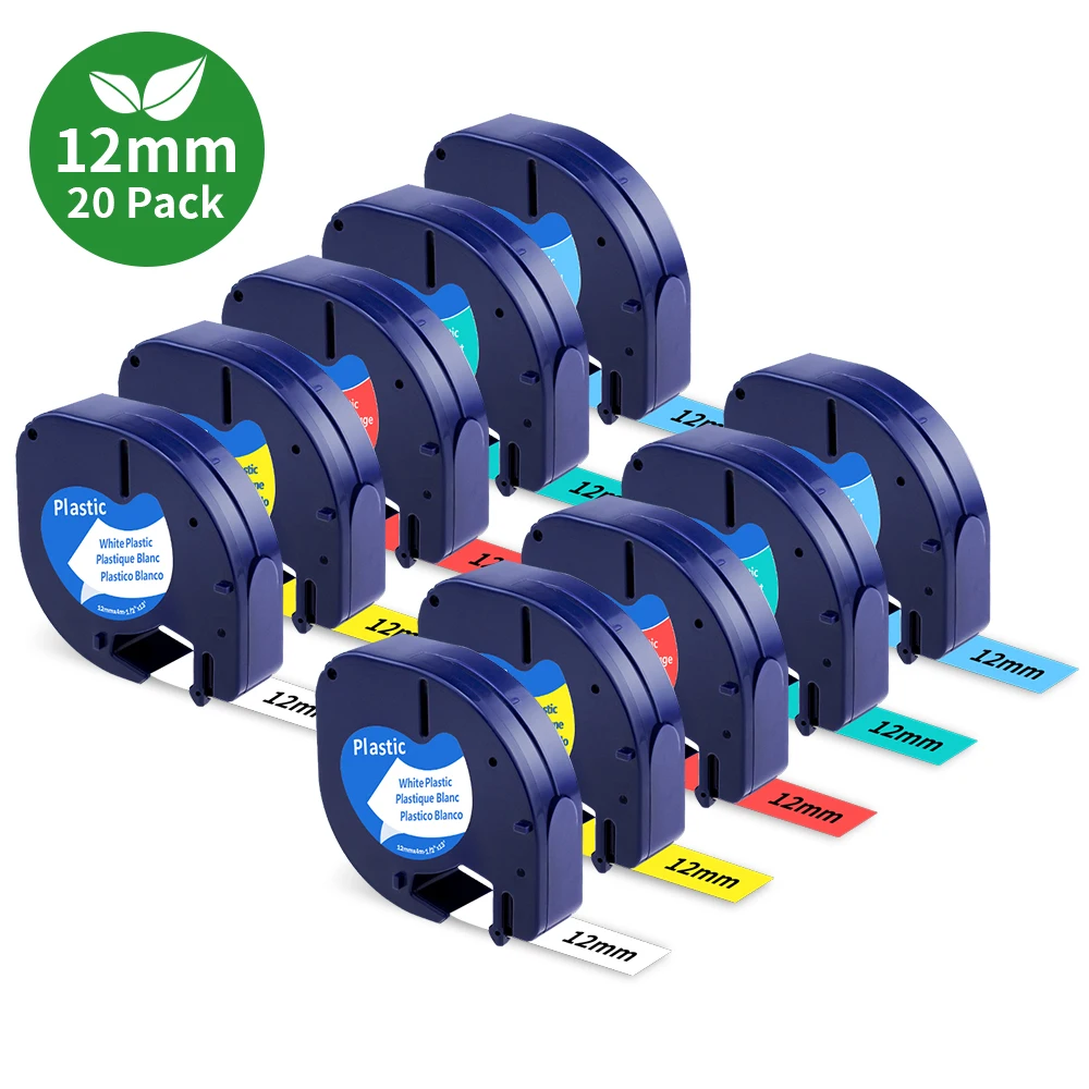 5-10PK Compatible for DYMO LetraTag P12 Printer Label Tape 91200 91201 91202 91205 Labeling Ribbons for Dymo LT-100H Label Maker