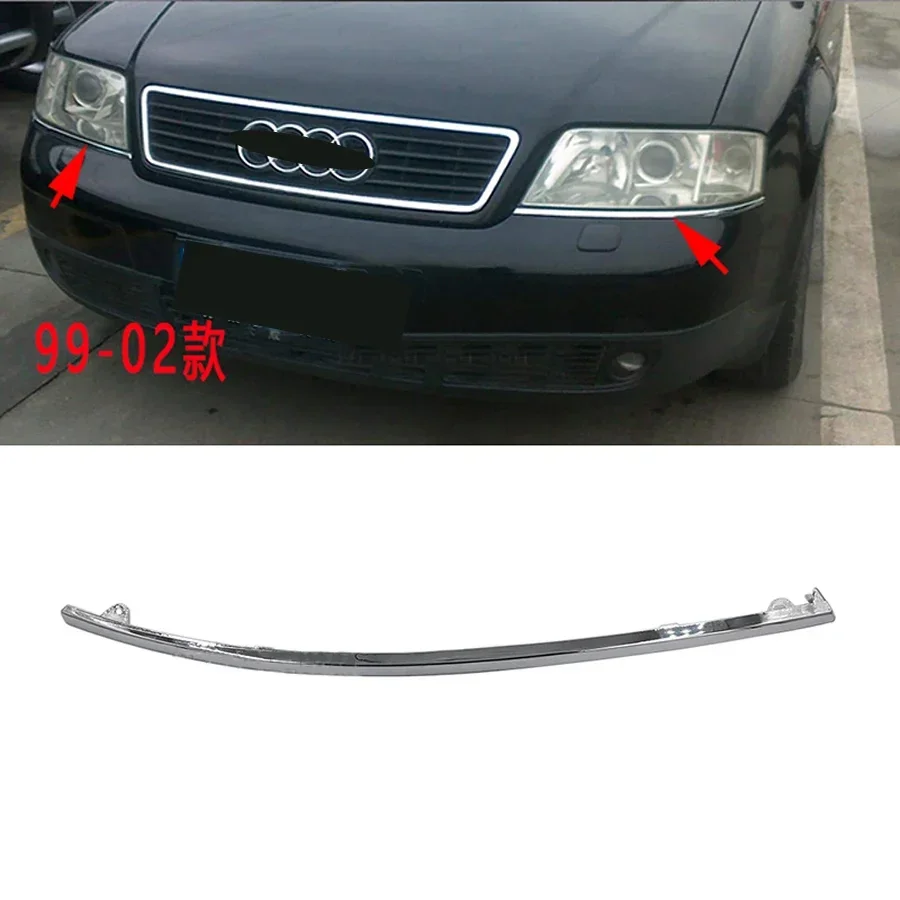 For Audi A6 C5 1999 2000 2001 2002 2003 2004 2005 Front Bar Bright Stripes  Auto Front Bumper Trim 2PCS