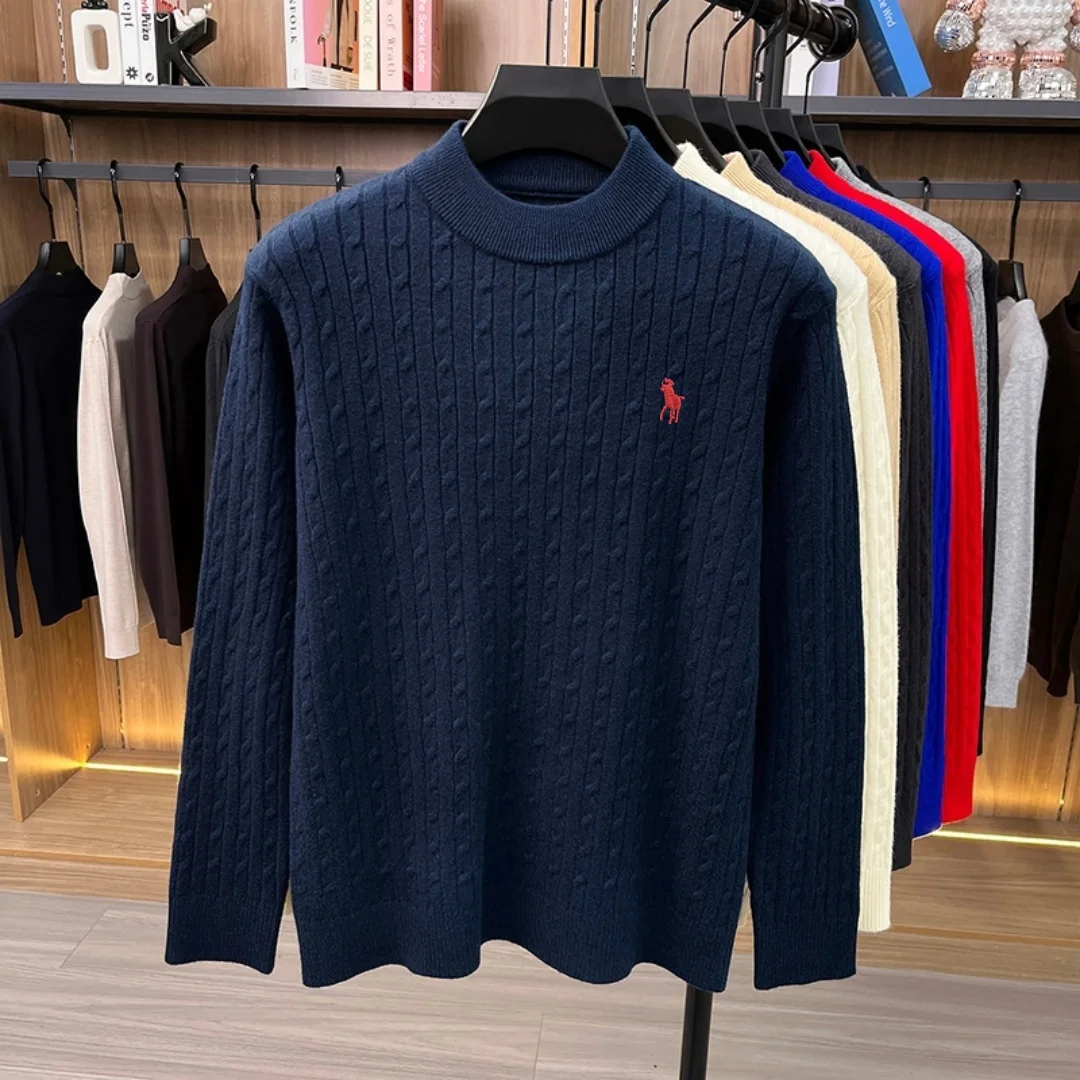 Luxuriöser Herren-Markenpullover für den Winter, hochwertiger Strickpullover mit Rundhalsausschnitt, Jacquard-Stickerei, langen Ärmeln, lässiger Modestil. – Detail 25