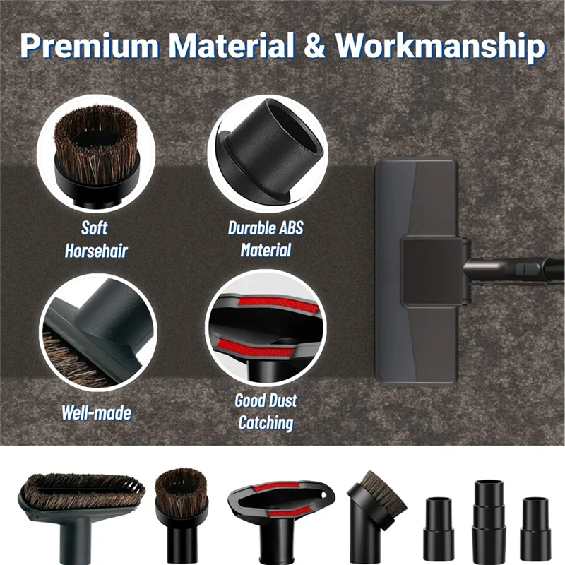 【Favorito do comprador】 Escova de vácuo Acessórios de vácuo com escova de crina macia, adaptadores de mangueira de 1-1/8 polegadas a 1-1/4 polegadas a 1-1/2 polegadas