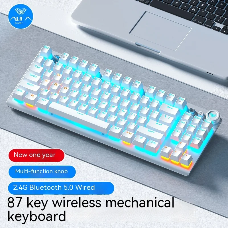 teclado mecanico sem fio bluetooth 24g com fio 3 mode esports game acessorios de computador presente aula f3001 01