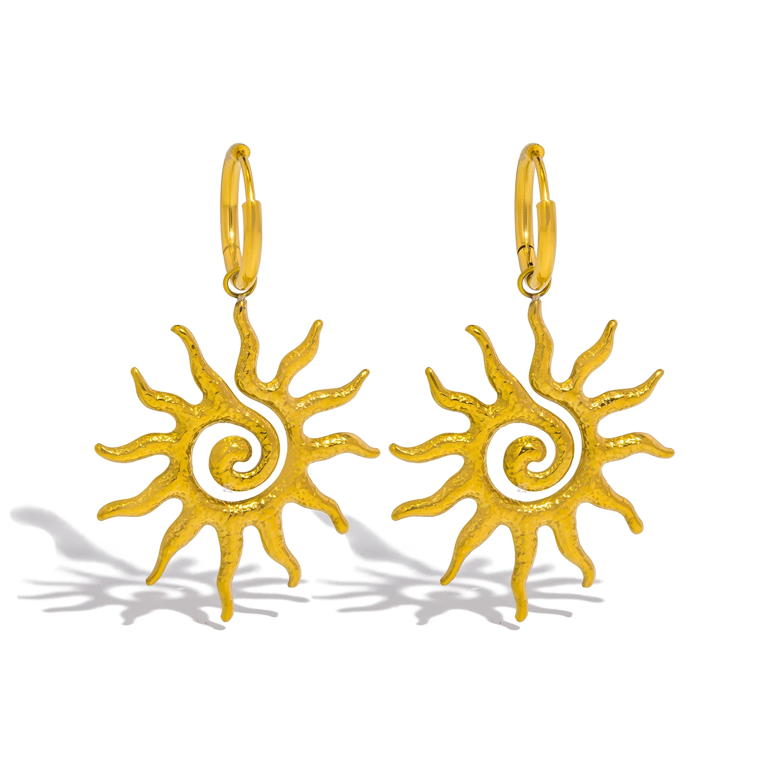 Spiralförmige Sonnenanhänger-Halskette für Frauen - 18K vergoldeter hypoallergener Edelstahl, für den täglichen Gebrauch & Boho-Geschenkideen Schmuck