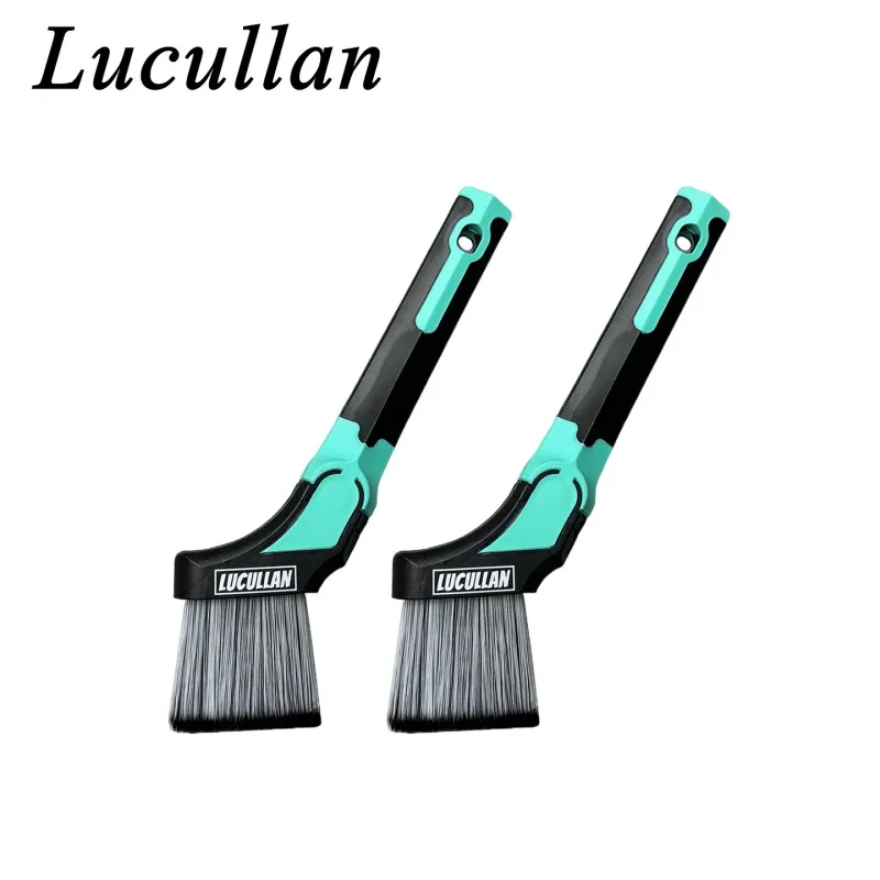 Lucullan Ultra Soft Car Detailing Brush Non-Slip Handle Auto Crevice Gap Cleaning Offset Brush for Wheel Interior