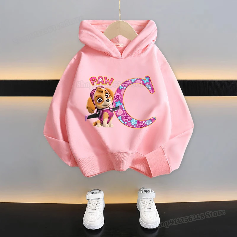 الكرتون باو دوريات هوديس للفتيات الملابس اسم السماء مزيج A-Z طباعة بلوزات ملابس الربيع البلوز ملابس الأطفال