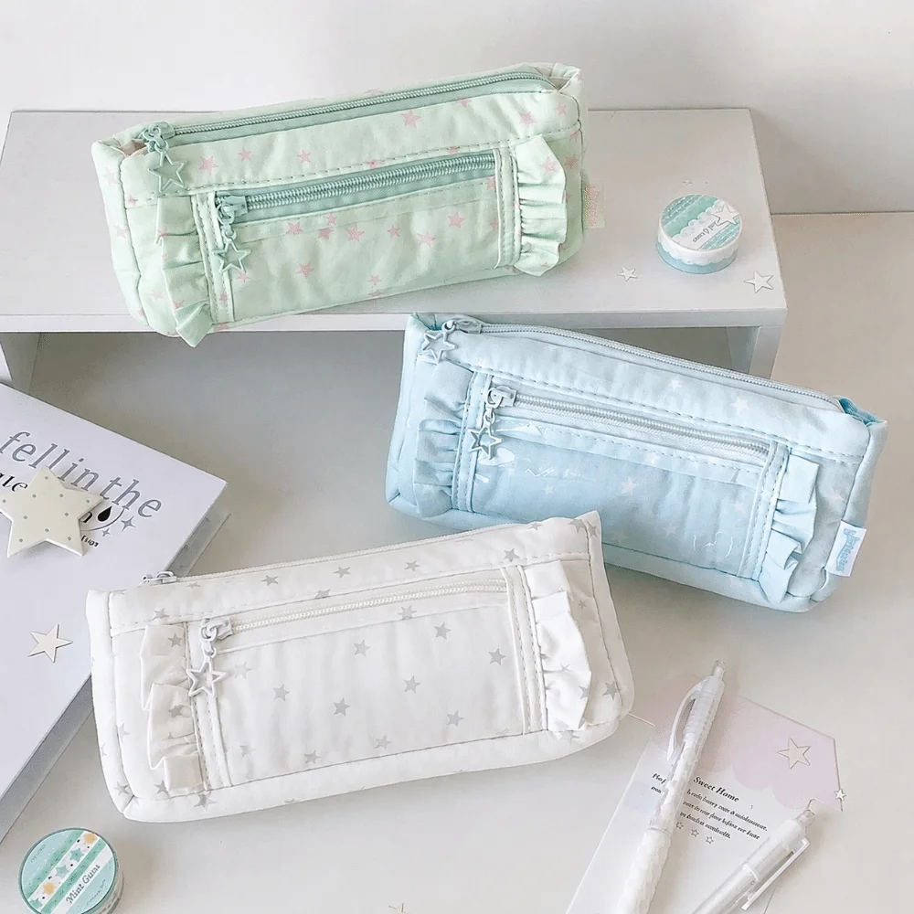 Transparent window Pencil Case Star Large Capacity Pen Bag multi-functional Storage Stationery Storage Pouch