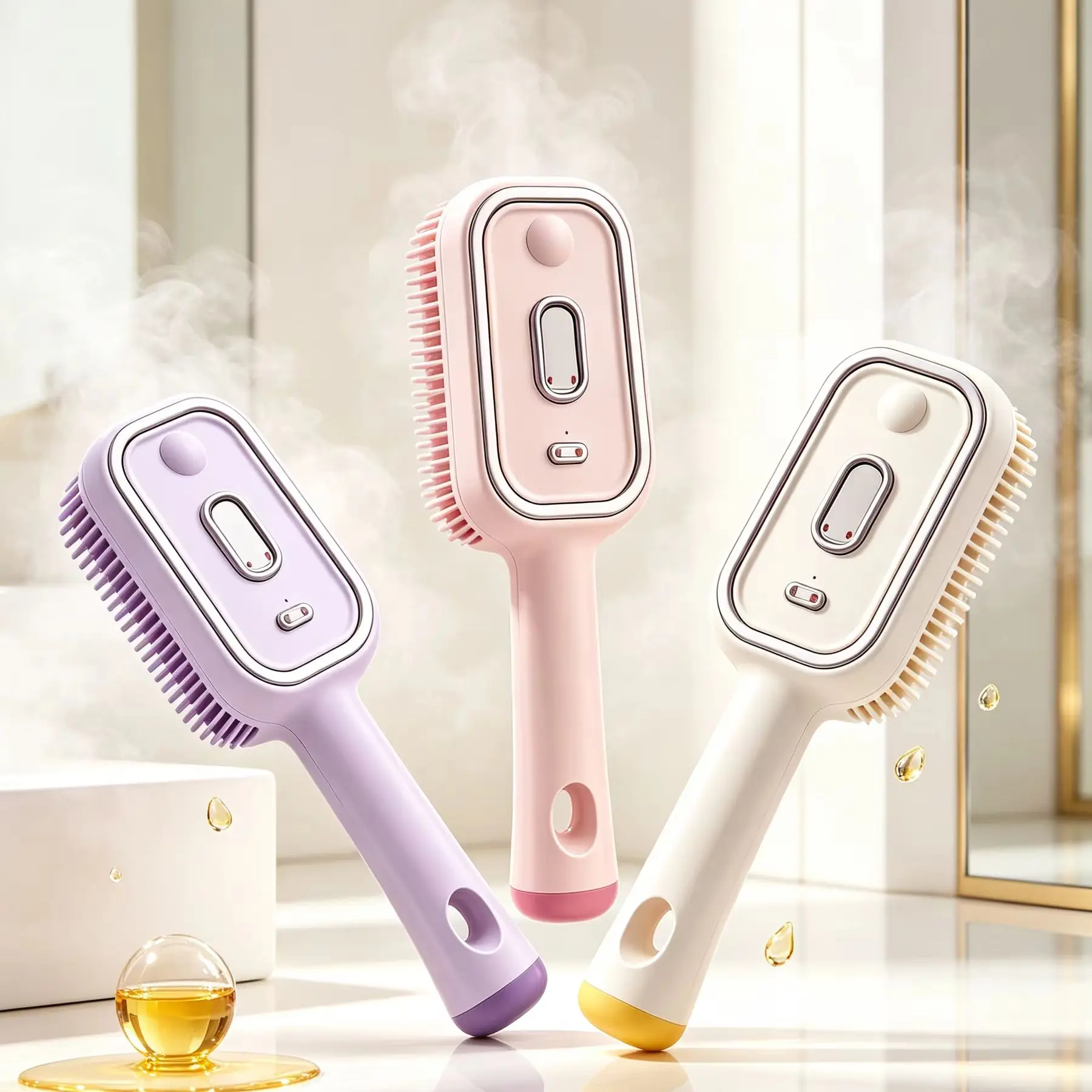 Xorita Electric Spray Air Cushion Massage Comb Anti Frizz Portable Steam Anti-Static Electric Hair Straightener Brush with Spray gallery 4