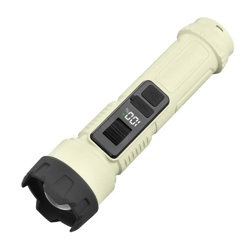 Dual Light Source COB Work Light Rolling Zoom Strong Light Type-C Rechargeable Portable Outdoor Flashlight