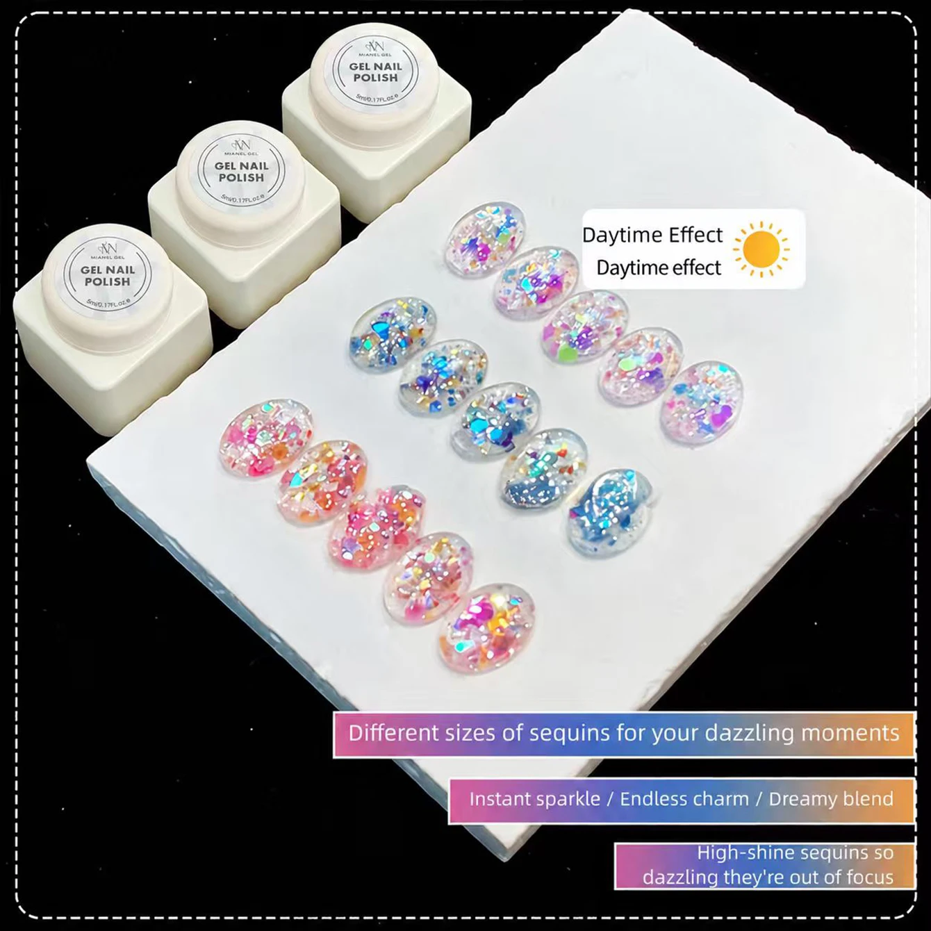 MIANEL Firefly Glitter Gel Nail Polish, 2026 New Trendy Color, Super Flash Luminous Sequins, Professional for Nail Salons