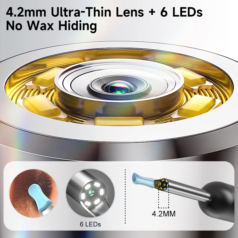 4.2 مللي متر كاميرا المحمولة الأذن ملعقة البصرية الأذن تنظيف كاميرا الأذن الشمع تنظيف واي فاي اللاسلكية الأذن ملعقة لشاومي هواوي آيفون