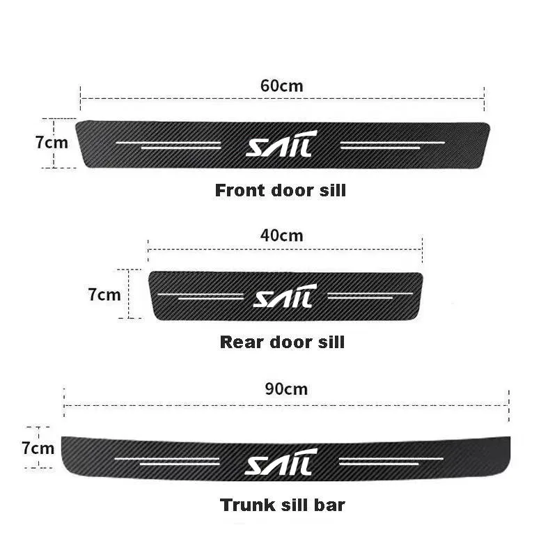 Car Threshold Pedals Trunk Pedal Bumper Carbon Fiber Protective Stickers For Chevrolet Sail 2010 2011 2012 2013 2014