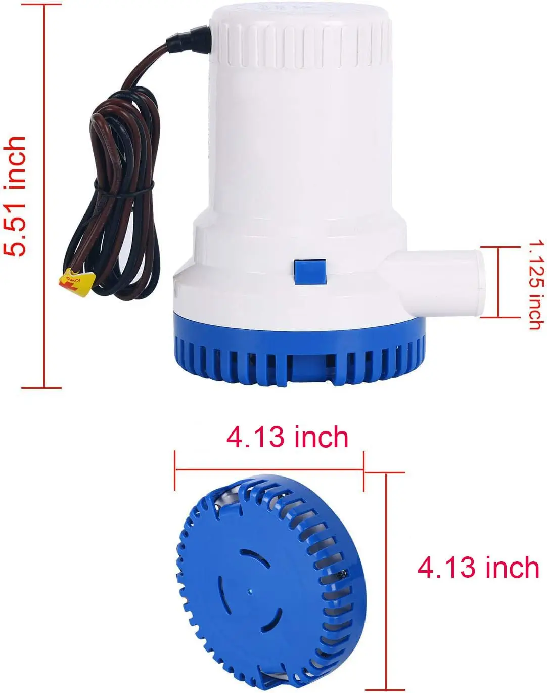 2000 GPH Automatic Boat Bilge Pump 12V 8.5AMP Marine Plumbing Electric Fuel Pump Submersible Boat Water Pump 29mm Hose Outlet