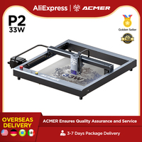 ACMER P2 33W laser engraving  180W Output CNC Cutting Machine for Plank carpentry  acrylic With Automatic Air Assist Kit APPWIFI