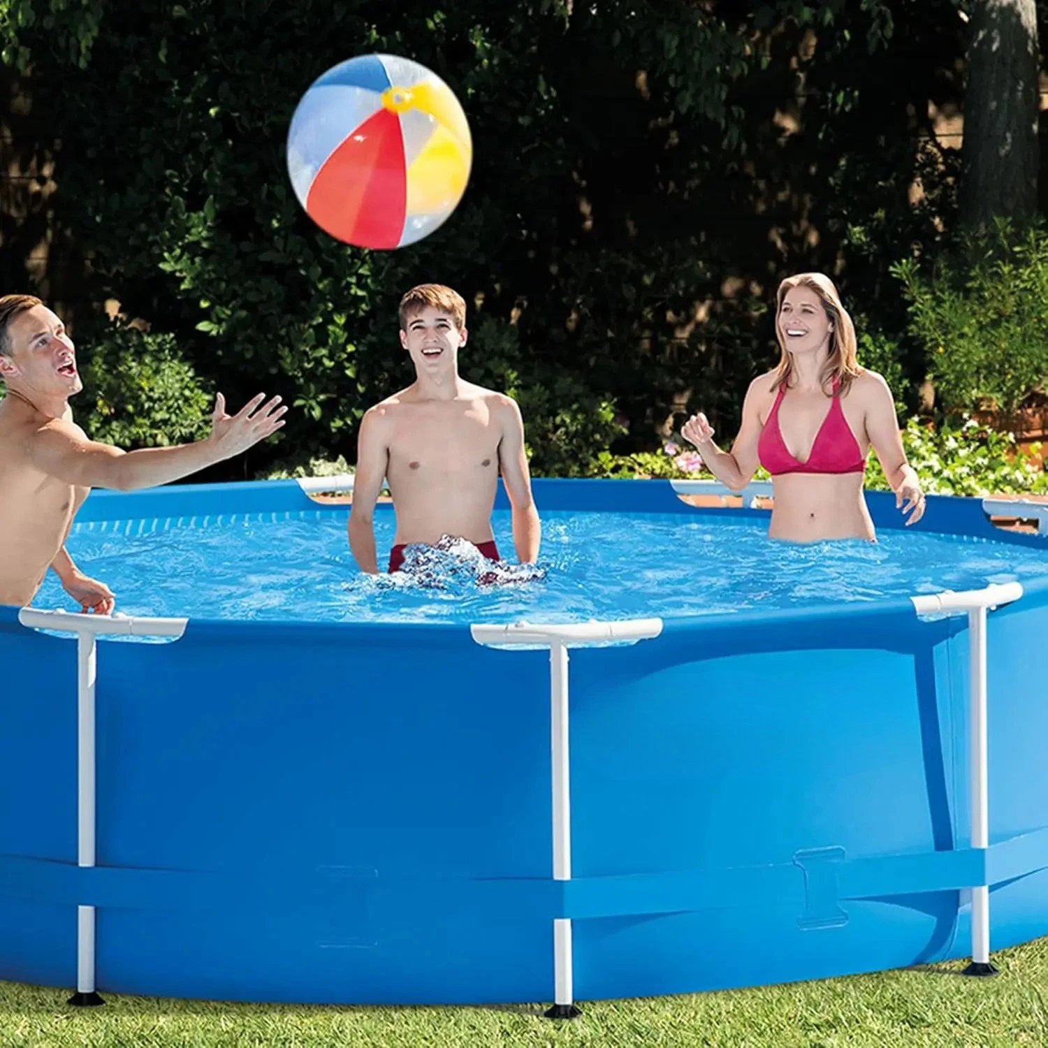 

10 Foot x 30 Inch 4 Person Outdoor Metal Frame Above Ground Round Swimming Pool ，Easy Set-Up