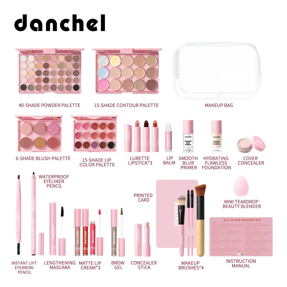 Beginner's Face Makeup Set: A complete makeup collection designed specifically for beginners, perfect for travel
