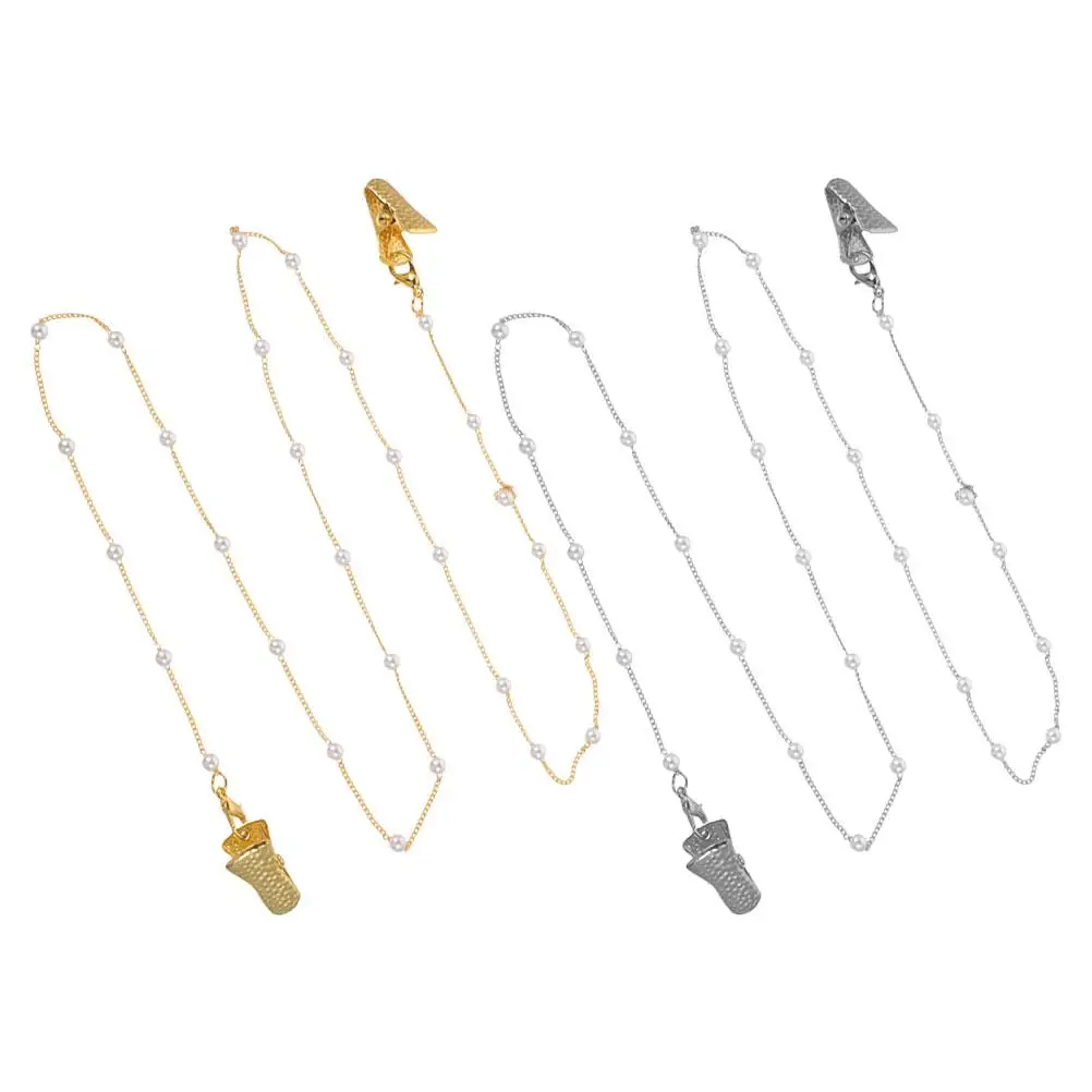 

2 PCS Glasses Chain Pearl Handmade for Reading Women Eye Alligator Clip Strap Chains Around Neck Accessories