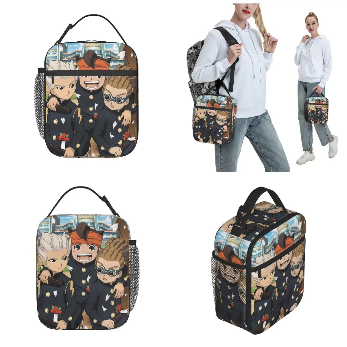 Inazuma Eleven Manga Isolierte Lunchtasche, Kühltasche, wiederverwendbar   Mahlzeitenbehälter, tragbare Tragetasche, Lunchbox, Mädchen, Jungen, College-Picknick