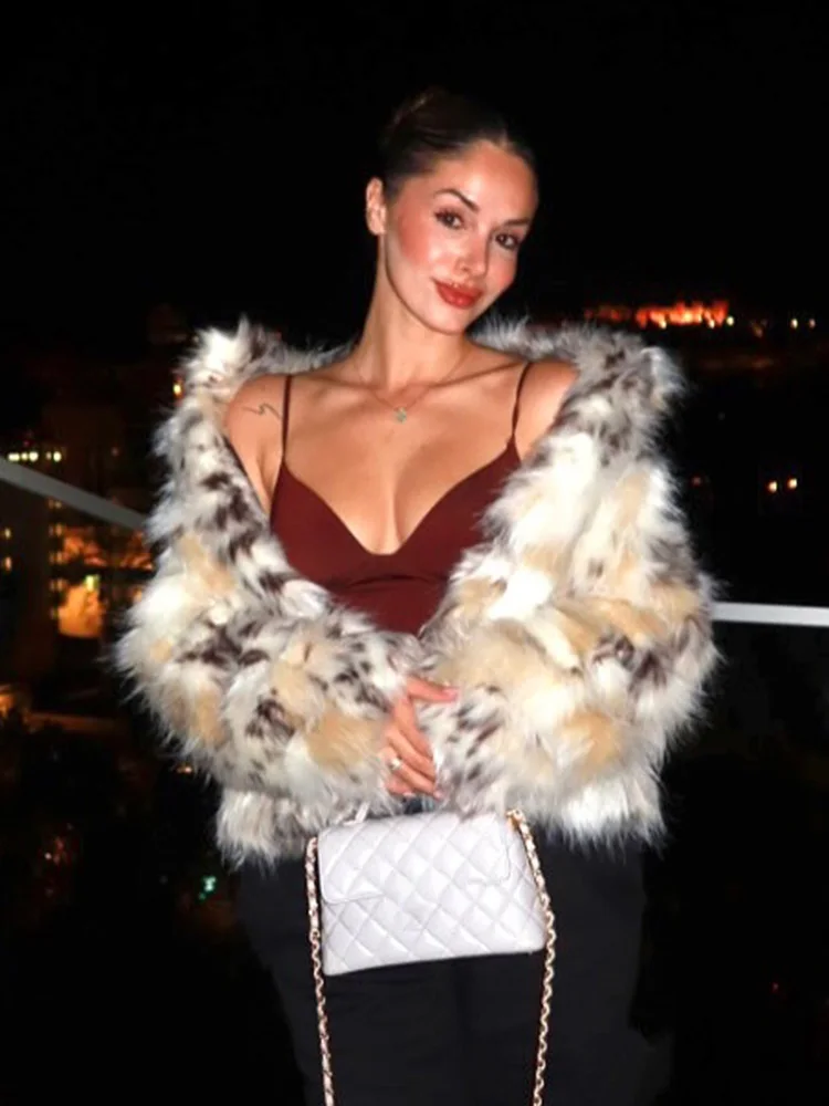 

HH зимняя женская элегантная теплая куртка в уличном стиле модная женская куртка с эффектом искусственного меха с высоким воротником и длинными рукавами верхняя одежда с принтом