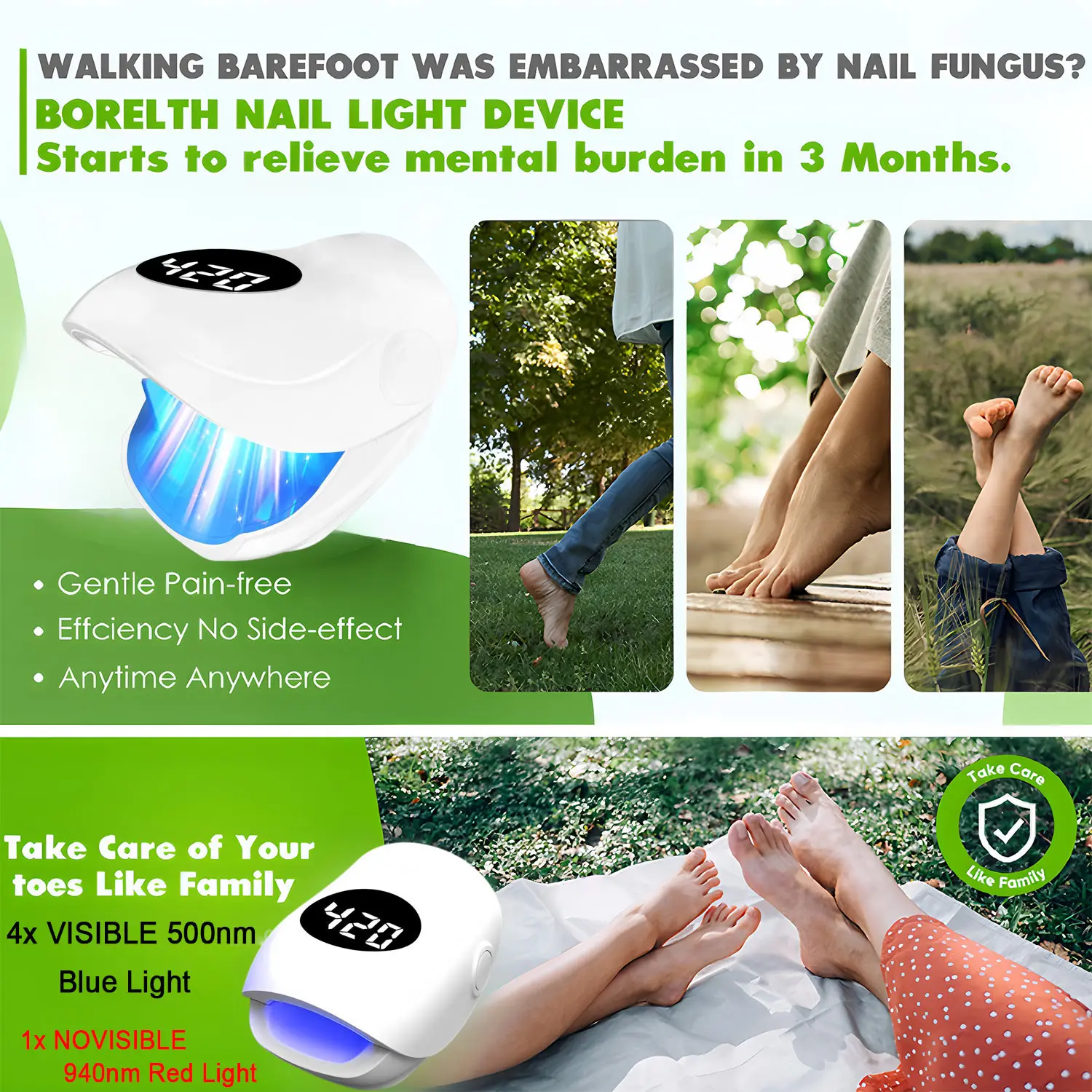 Effective Nail Fungus Removal Laser Phototherapy Lamp Professional Fungal Nail Cleaning Assist Treatment Device