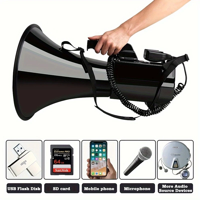 Ultra High Power 75W  2km Amplified Multi Function Speaker Megaphone for Football Match Sports Meeting