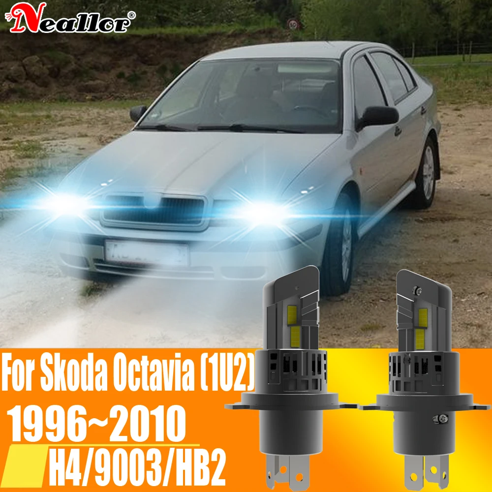 2x H4 HB2 9003 Led reflektor Canbus brak błędu żarówka samochodowa światła dioda świetlna o dużej mocy 12v 55w dla Skoda Octavia 1996 ~ 2010