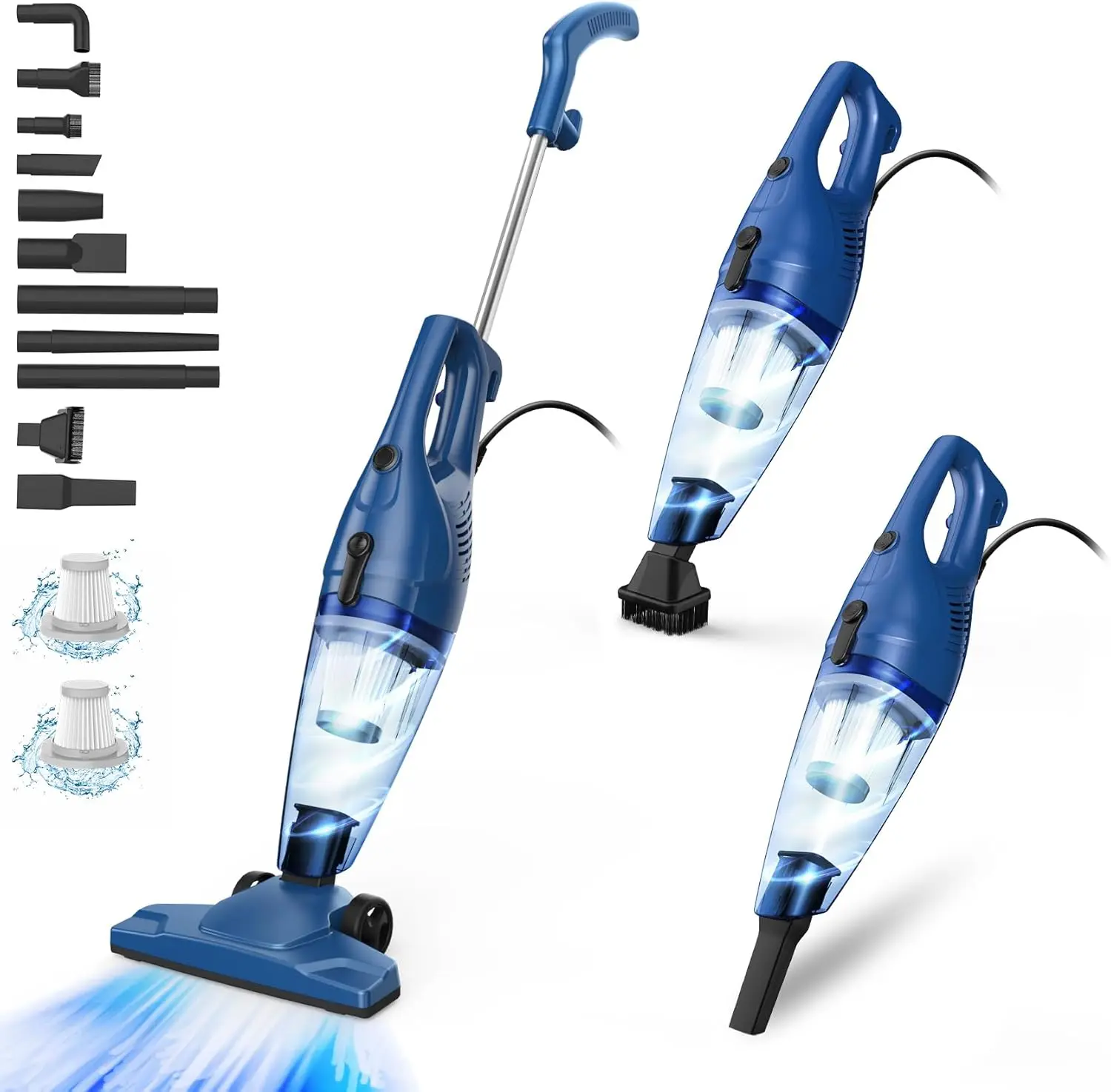 

Corded Vacuum Cleaner, 12-in-1 Vacuum Cleaners for Home 15Kpa Power Suction Lightweight Stick Vacuum with Washable HEPA