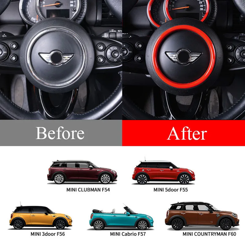 Car Steering Wheel Ring Decoration Cover Sticker For BMW MINI ONE COOPER S F54 F55 F56 F57 F60 Interior Modification Accessories