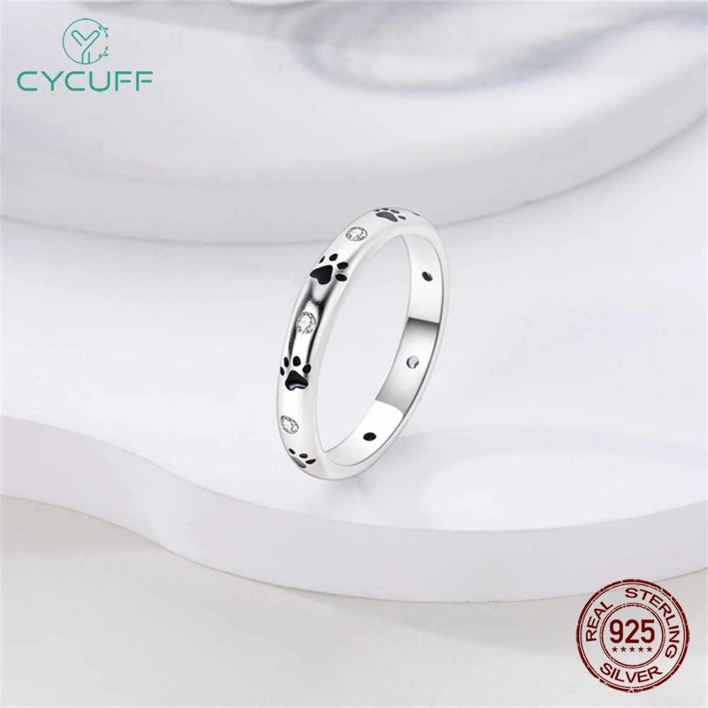 MISEFF Originele echte 925 sterling zilveren puppy pootafdrukken ringen voor bruiloft verloving verjaardag zilveren sieraden vrouwen cadeau