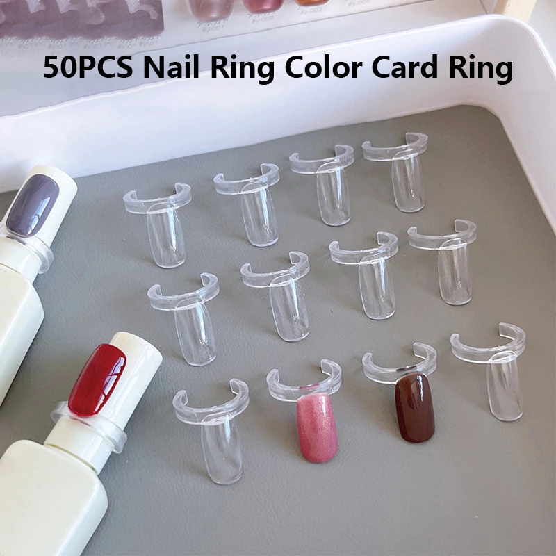 50Pcs Transparent Nail Display Ring DIY Color Board Display Ring Nail Polish Color Display Card Ring For Manicure Display Tool